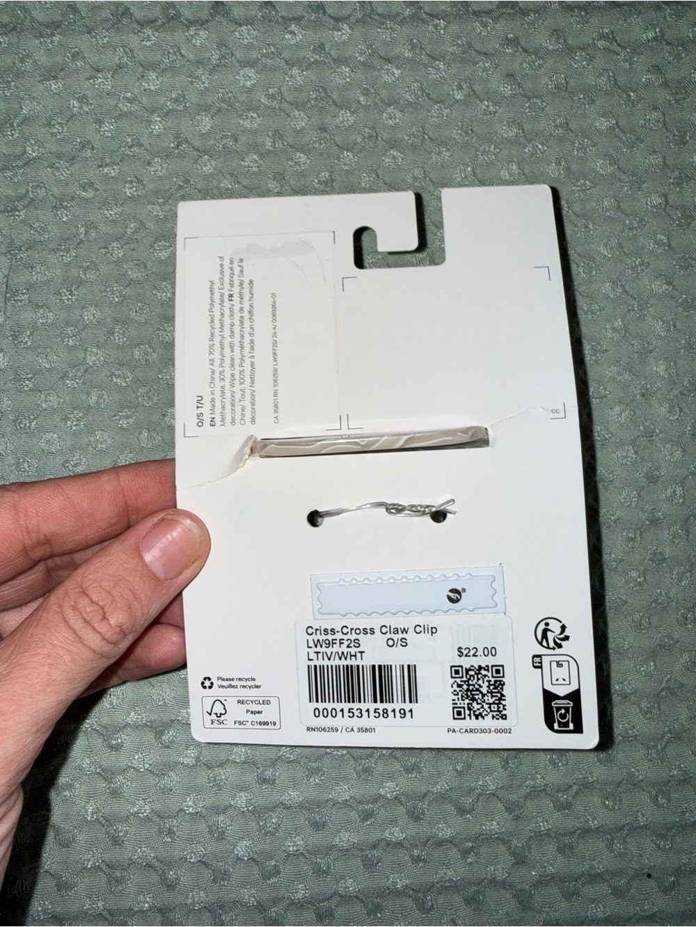 New Lululemon athletica Criss-Cross Claw Clip in Pearl White - Picture 2 of 2